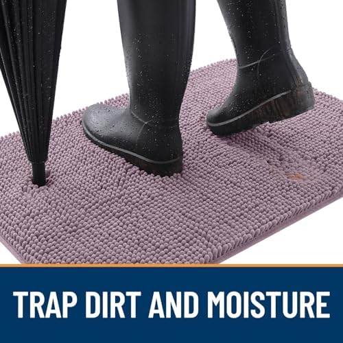 OLANLY Dog Door Mat for Muddy Paws 40x24, Super Absorbent Chenille Mud Mat