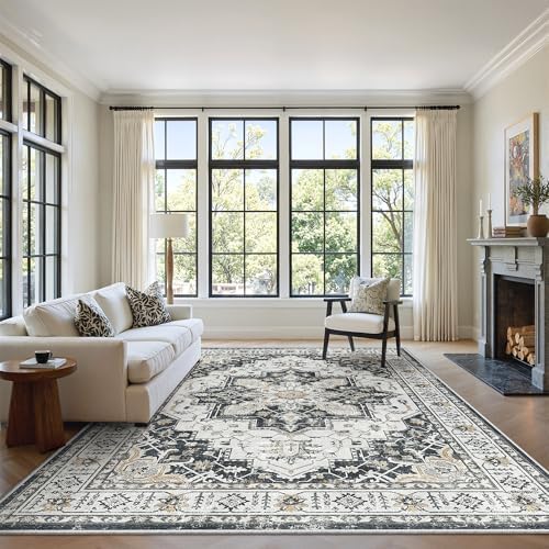zesthome 6x9 Area Rugs for Living Room,Large Washable Rug,Black