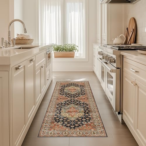 Ruaruarug Hallway Washable Runner Rug 2×6, Ultra Soft for Kitchen, Maroon