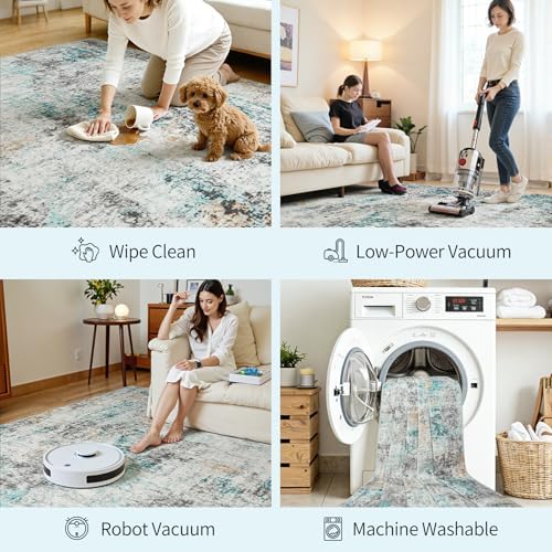 9x12 Area Rugs for Living Room Large Washable Abstract Rug Multi Color