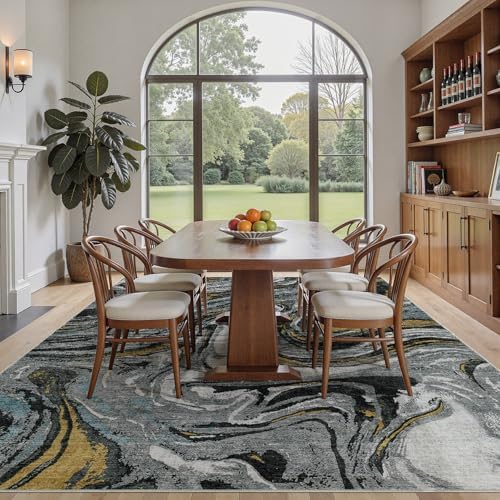 DMOYEST 10x12 Washable Area Rug Abstract Modern Non-Slip Indoor Carpet