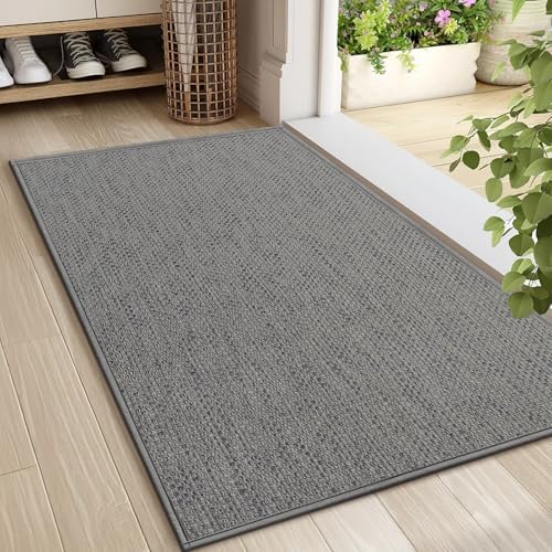 LEKEEPGO Door Mat 24"x36", Non Slip Washable Indoor Door Mat, Light Grey