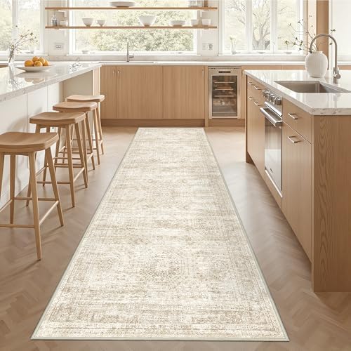 3x10 Runner Rug Non Slip,Washable Hallway Runner Rug,Beige