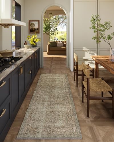 Washable Runners for Hallways Kitchen Rug: 2'x6' Runner Rugs Stain Resistant Non Slip Low Pile Soft Carpet Runners for Hallways Bedroom Kitchen Entryway Indoor Beside Bathroom Laundry Room
