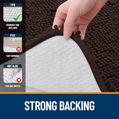 OLANLY Large Bathroom Rugs 47x32, Extra Soft Absorbent Chenille Bath Rugs