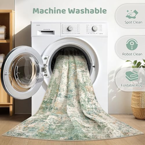 LOONGRUG 9x12 Area Rug Washable Large Neutral Modern Living Room Rugs