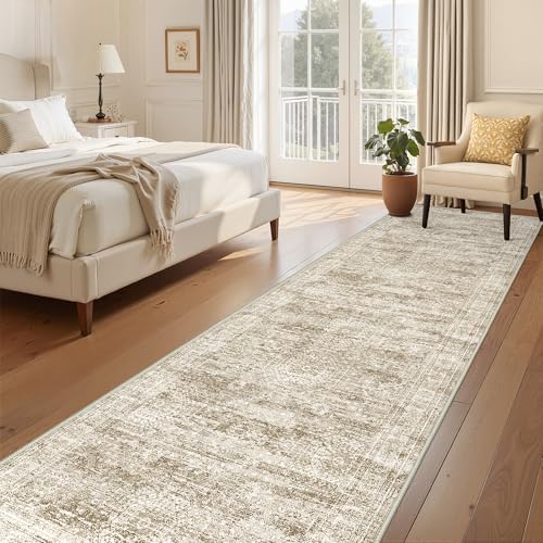 3x12 Runner Rug Non Slip,Washable Hallway Runner Rug,Brown