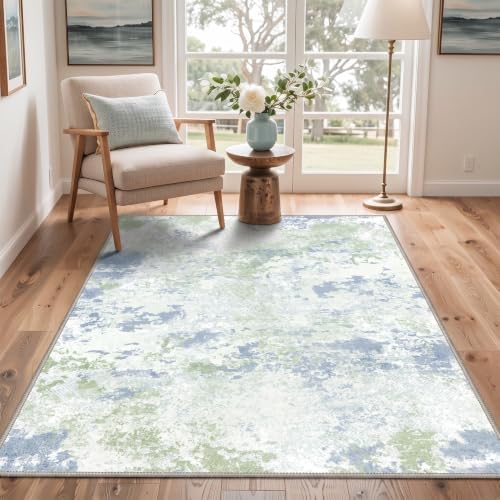 BEIMO 8x10 Area Rug for Bedroom, Green Ivory Washable Abstract Rug