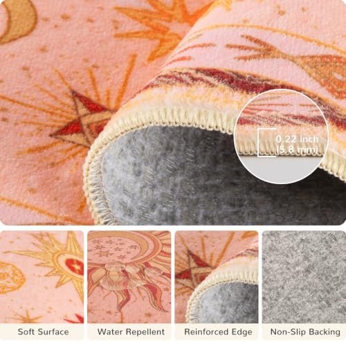 Vacuum-Friendly, 9x12 Washable Area Rug, Pink Gold Beige Red