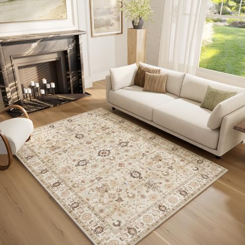 Machine Washable Rugs for Living Room: 5x7 Area Rugs for Bedroom