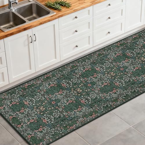 Washable 2' x 6' Runners for Hallways Soft Carpet (Green)