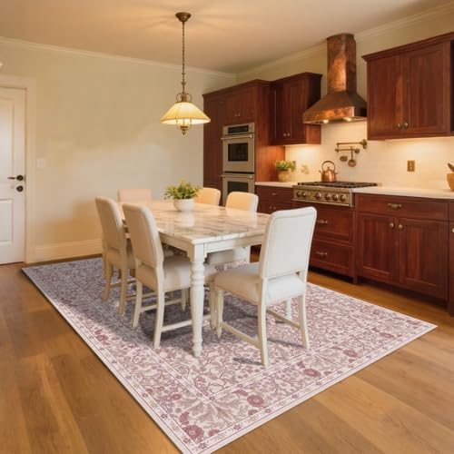 6x9 Washable Area Rugs for Living Room Soft Carpet (Pink)