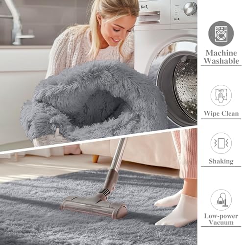 OLANLY 6x6 Area Rugs for Living Room Bedroom, Machine Washable Soft Fluffy Shaggy Bedside Rug, Indoor Floor Carpet for Kids Girls and Boys, Dorms, Nursery Rooms, Home Decor Aesthetic, Light Grey