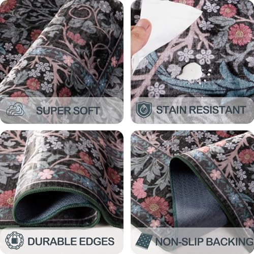 2'6" x 8' Runners Rug for Hallway Washable Soft Carpet (Dark Green)