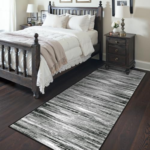 2'6 x 8' Runner Rug Non Slip,Washable Kitchen Rugs,Black
