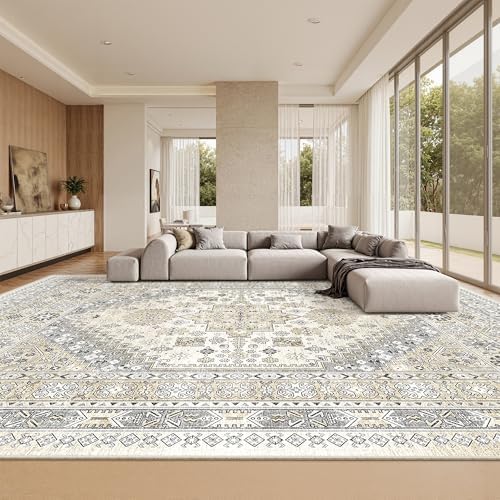 zesthome 12x15 Area Rugs for Living Room,Large Washable Rug,Beige