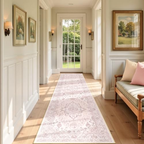 RELEANY Washable Area Rug, Runner 2'x7', Pink