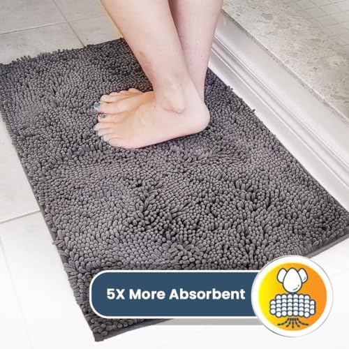Muddy Mat® | Super Water Absorbent Door Mat Indoor, Microfiber Quick Dry Chenille Entryway Rug, Slip Resistant Front Door Mat, Indoor Mats for Entryway, Machine Washable Pet Rug, Grey XXXL 72"X48"