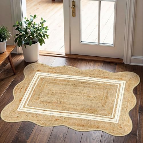 Front Door Rug - 2x3 Jute-Look Doormat Indoor Outdoor Entrance