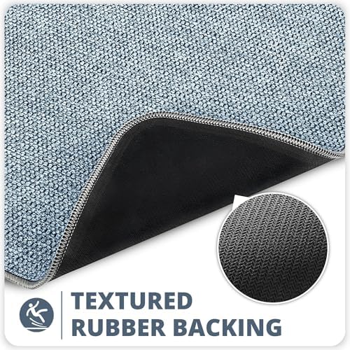 Bosap Bath Mat,Ultra Thin Bathroom Runner Rugs,Large Bath Mats for Bathroom,Quick Dry,Non-Slip,Machine Washable,Low Pile,Bath Rug,Shower Outside,Sink,Home Decor Accessories.Blue,1'9"x3'11"（21x47inch）