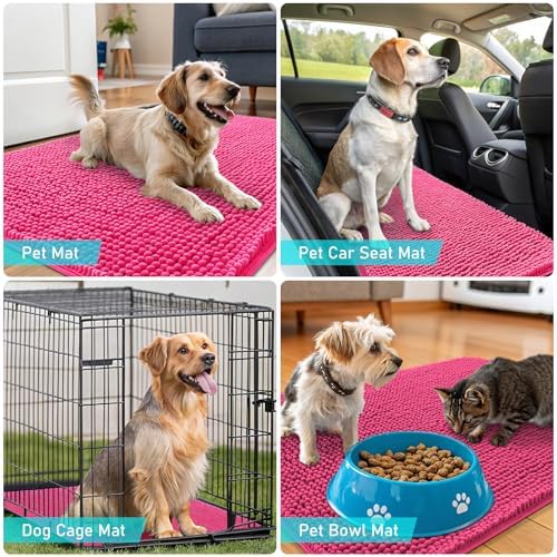OLANLY Dog Door Mat for Muddy Paws 54x24, Super Absorbent Chenille Mud Mat