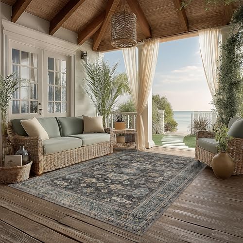 Ruaruarug Washable Area Rug 5×7 for Living Room, Ultra Soft, Silver