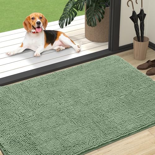 OLANLY Dog Door Mat for Muddy Paws 47x32, Super Absorbent Chenille Mud Mat