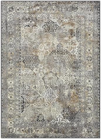 Keen Home Design Vintage Washable Entryway Rug, Non-Slip Low Pile, 3x5