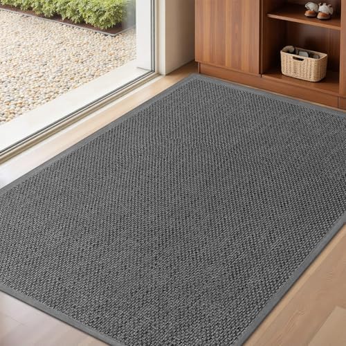 LEKEEPGO Large Door Mat 32"x47", Non Slip Washable Indoor Door Mat, Grey
