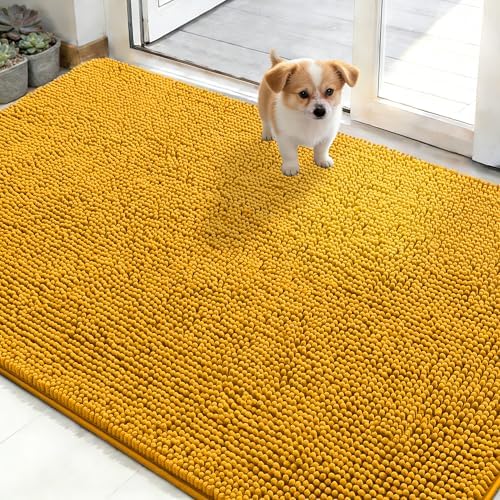 OLANLY Dog Door Mat for Muddy Paws 48x30, Super Absorbent Chenille Mud Mat