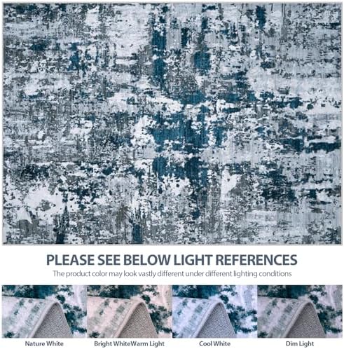 4x6 Area Rugs for Living Room Washable Bedroom Dining Room Navy Grey