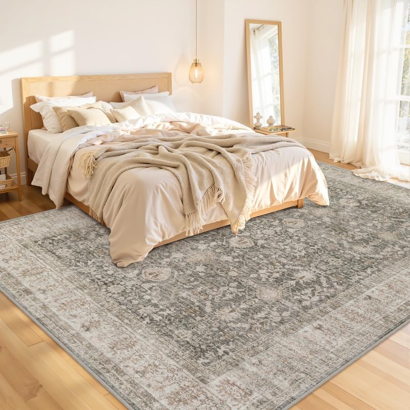Area Rugs 9x12 Living Room: Bedroom Washable Carpet Warm Taupe