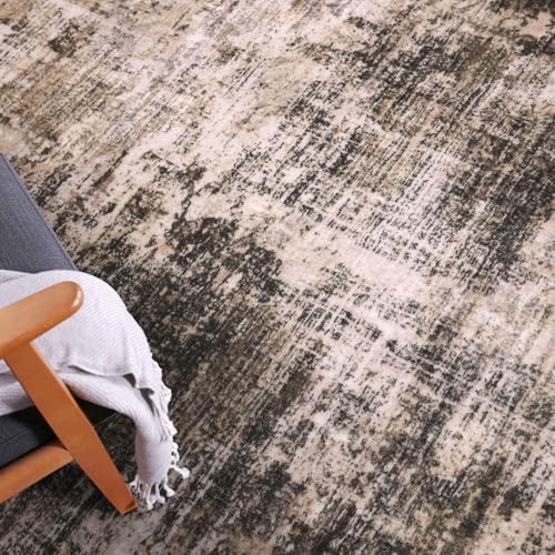 IOHOUZE Abstract Runner Rug 3x20 Ft Extra Long Washable Runners for Hallways, Non Slip Kitchen Runner Printed Faux Wool Entryway Runner Indoor, Modern Abstract Floor Carpet for Hall Stair, Brown/Rust
