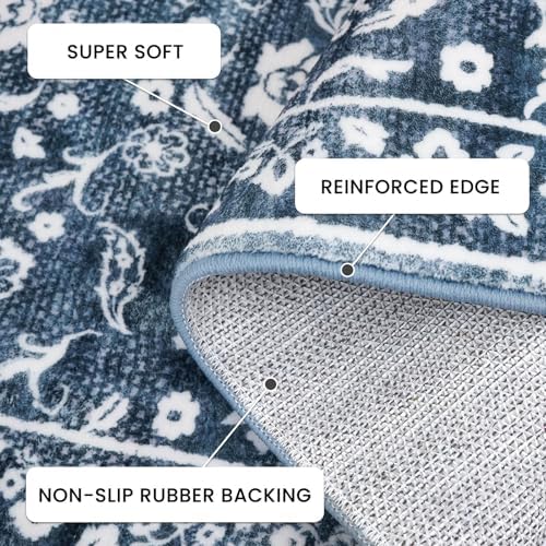 Washable Vintage 2x8 Runner Rug Non Slip Runners for Hallway