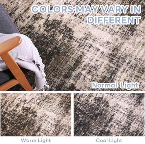IOHOUZE Abstract Runner Rug 2x5 Ft Washable Runners for Hallways, Non Slip Kitchen Runner Printed Faux Wool Entryway Runner Indoor, Modern Abstract Floor Carpet for Hall Kitchen Bedroom, Brown/Rust