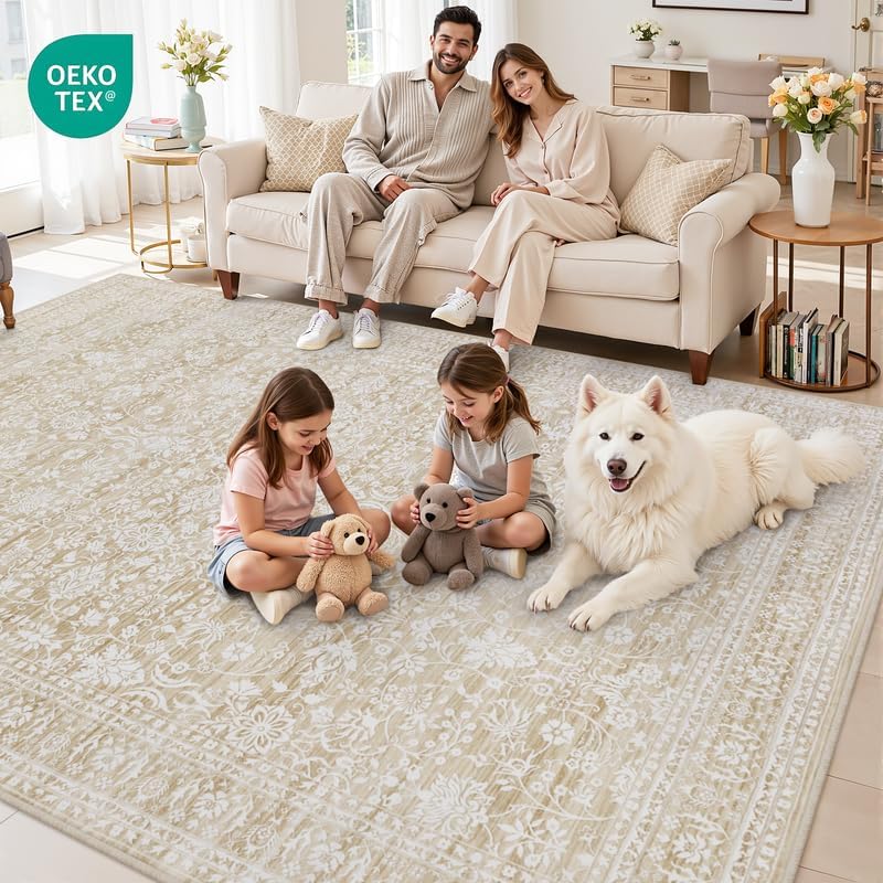 10x14 Area Rugs Living Room: Bedroom Washable Carpet Natural Beige