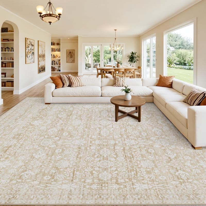10x14 Area Rugs Living Room: Bedroom Washable Carpet Natural Beige