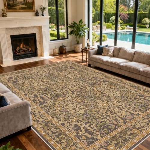 Area Rug for Living Room 10x12 Washable Soft Carpet (Goldenrod)