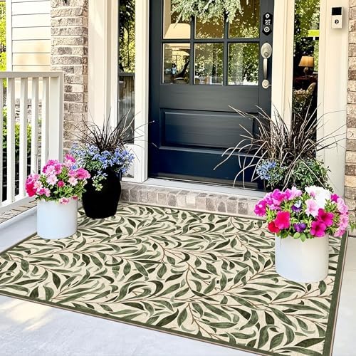 3x5 Leaf Entry Rug - Washable Indoor Outdoor Mats for Front Door
