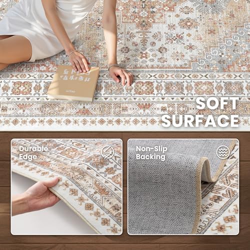 zesthome 2'6 x 8' Runner Rug Non Slip,Washable Kitchen Rugs,Orange