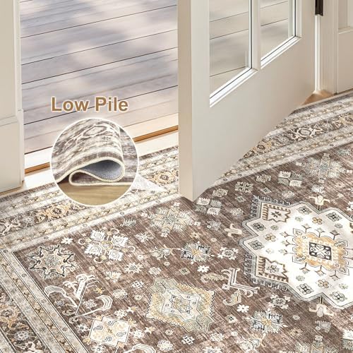 cotiled 3x5 Area Rug for Living Room, Washable, Traditional, Dark Brown