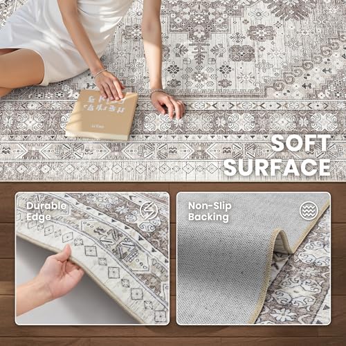zesthome 2x6 Runner Rug Non Slip,Washable Hallway Runner Rug,Brown