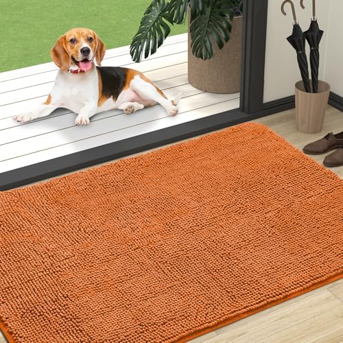 OLANLY Dog Door Mat for Muddy Paws 47x32, Super Absorbent Chenille Mud Mat