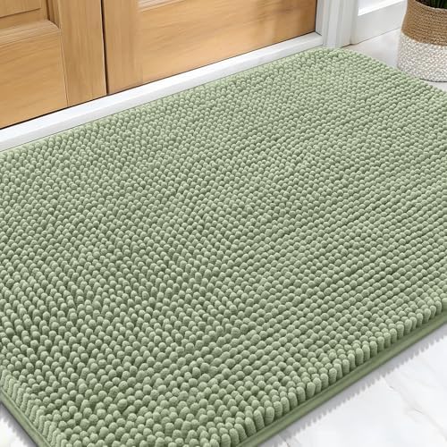 OLANLY Dog Door Mat for Muddy Paws 32x20, Super Absorbent Chenille Mud Mat