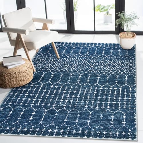 Lahome Moroccan Blue Area Rug 5x7 Machine Washable Non-Slip Throw Living Room Rugs Ultra-Thin Stain Resistant Soft Rug for Bedroom, Geometric Print Modren Carpet for Dining Room Office Entryway Hana