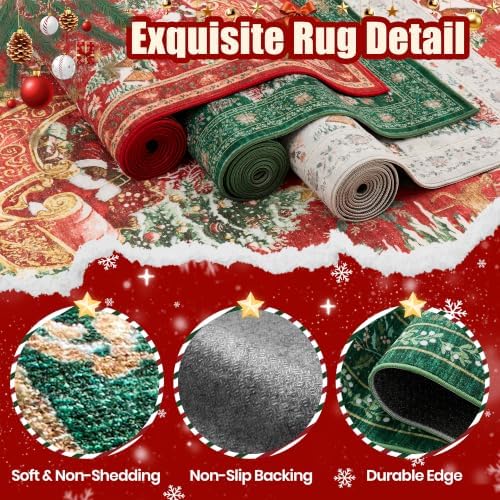 zesthome 8x10 Area Rugs, Washable Green Christmas Rugs for Living Room