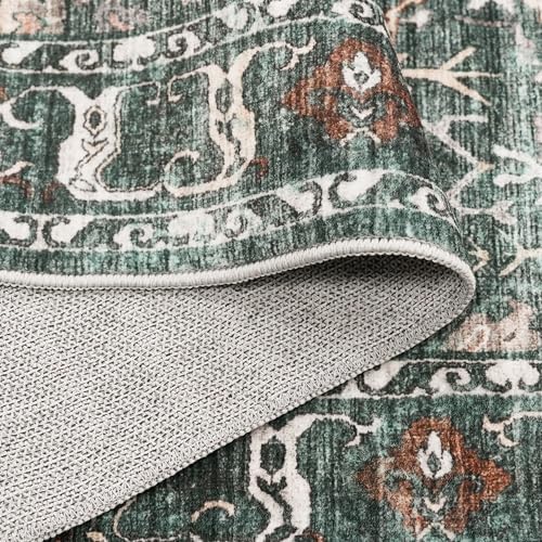Washable 2x8 Kitchen Rug Runner: Non Slip Rugs for Hallway Bedroom Green