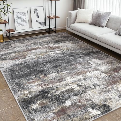 BEIMO Area Rugs 10x14 for Living Room, Dark Grey Washable Abstract Rug