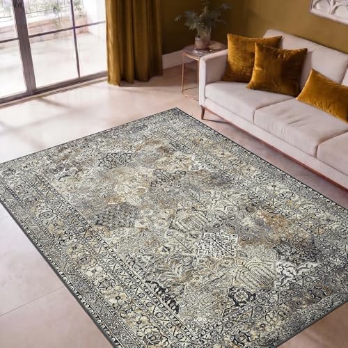 Keen Home Design Vintage Washable Entryway Rug, Non-Slip Low Pile, 3x5
