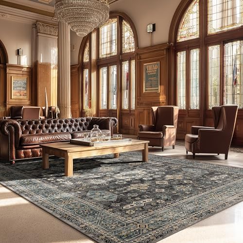 Ruaruarug Washable Area Rug 10×14 for Living Room, Ultra Soft, Silver